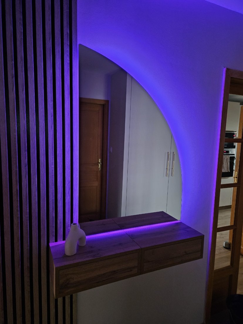 Miroir sur-mesure rétroéclairé — réalisation CM Déco